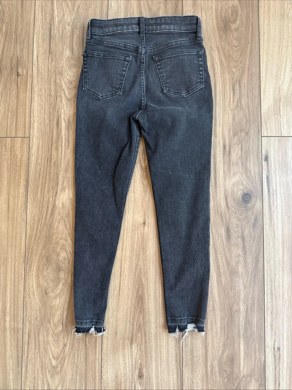 Gap kids girls denim black stretch Jeggings size 8 EUC Raw Hem Adjustable Waist